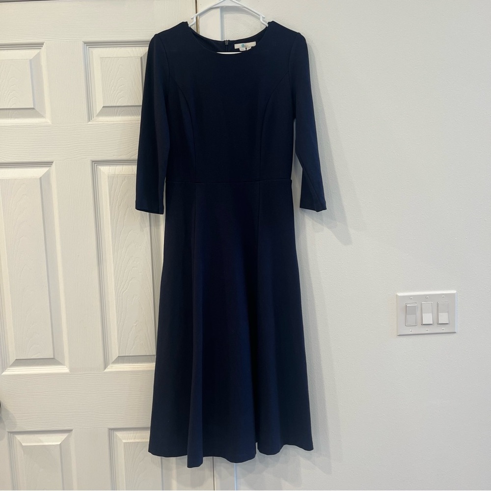 Boden Ponte Knit Midi Dress • Size 6L • Navy Blue